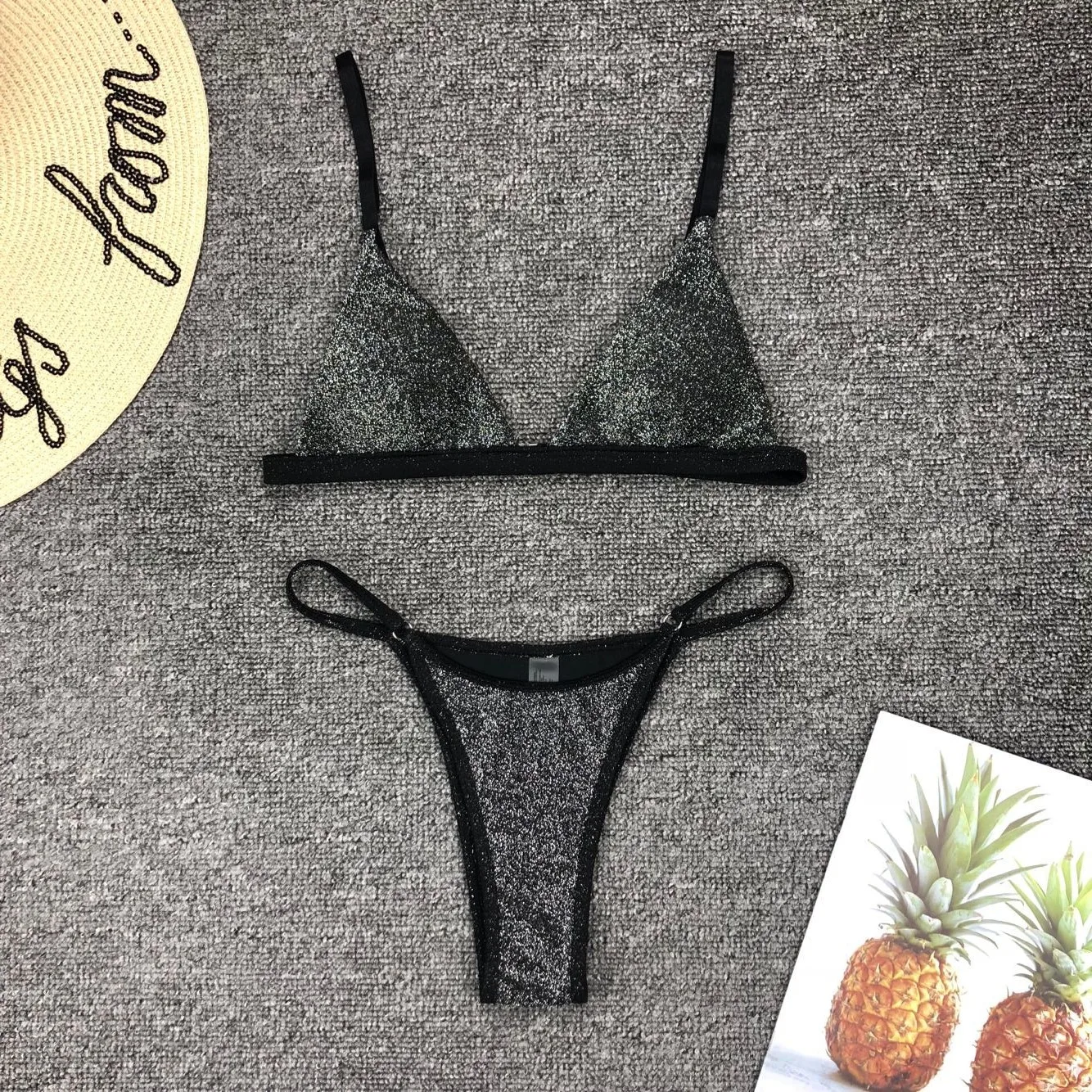 

Bikini Simple Glitter Sexy Swimming Suit For Women Swimsuit Outdoor Bathing Suit Women Swimwear Bikinis