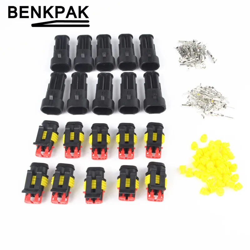 

Promotion! 10 Kit 2 Pin Way Waterproof Electrical Wire Connector Plug