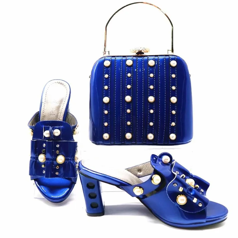 GL-322 BLCUE 8CM high heel buckle pump shoes matching with evening bag sets for evening party GL-322 BLCUE 8CM high heel buckle pump shoes matching with evening bag sets for evening party