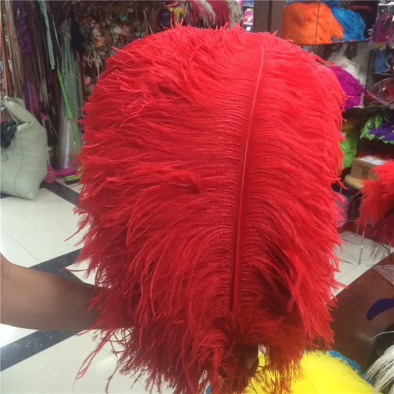Страусиные перья 15-75 см 6-30 дюймов DIY карнавальные вечерние украшения для свадебного платья натуральный красный Плюмаж из страусиного пера