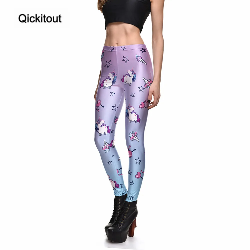 

Qickitout Leggings Fitness Women's Legging Cartoon Angle God Horse Gradient Ice Cream Stretch Digital Print Pants Cool Trousers