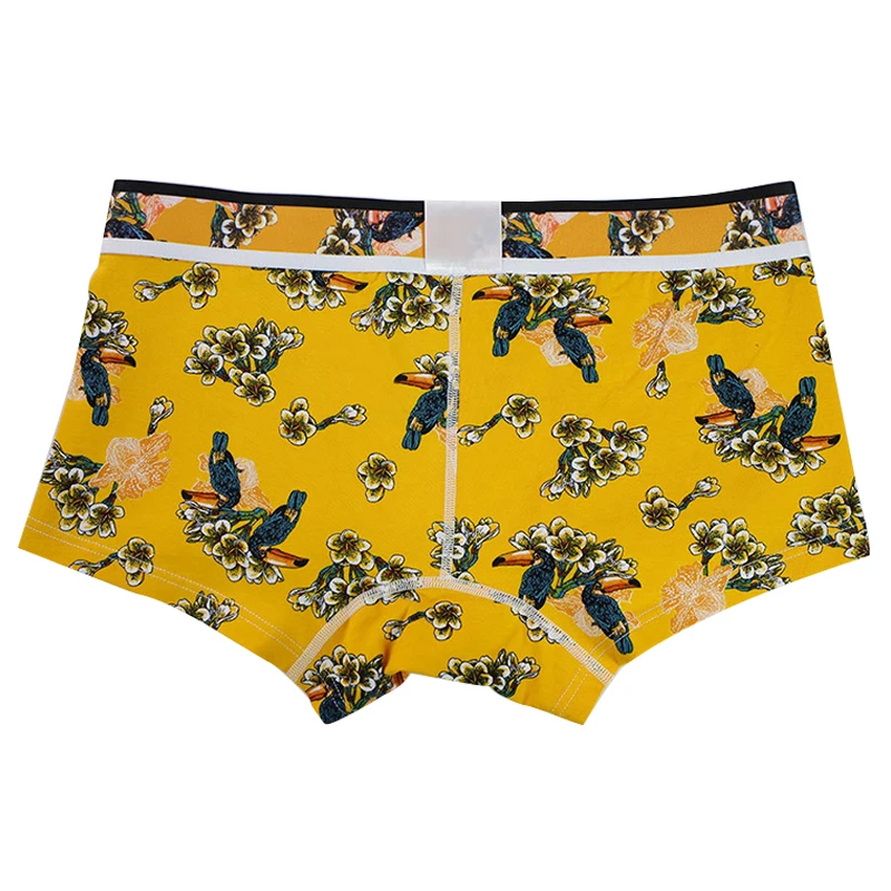 Гей Mens Printed Boxers Шорты Нижнее белье с низкой талией сексуальное мужское нижнее белье Мужские Шорты для купания Чехол трусы боксер Hombre Algodon S-XXL