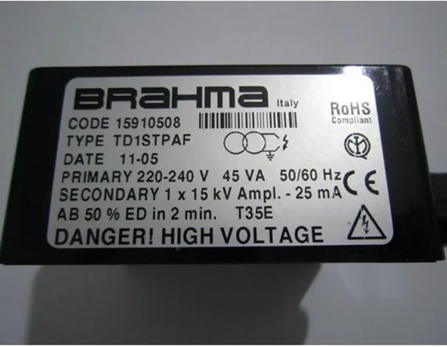 BRAHMA TD1STPAF Single Pole Ignition Transformer 15KV For Baltur Burner Original 