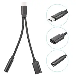 2 в 1 Тип C до 3,5 мм аудио Jack USB3.1 Зарядное устройство адаптер кабель наушников USB C адаптер для samsung Xiaomi OPPO