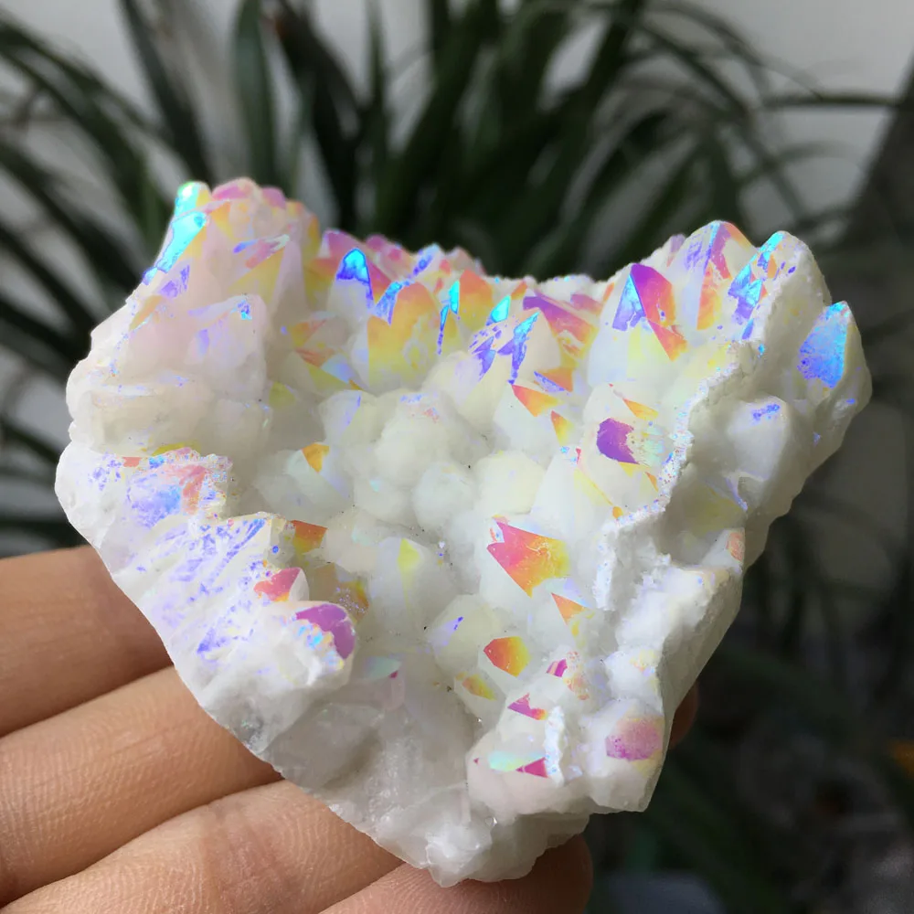 

198g Top quality beautiful natural Titanium Bismuth Silicon Cluster White angel quartz crystal healing