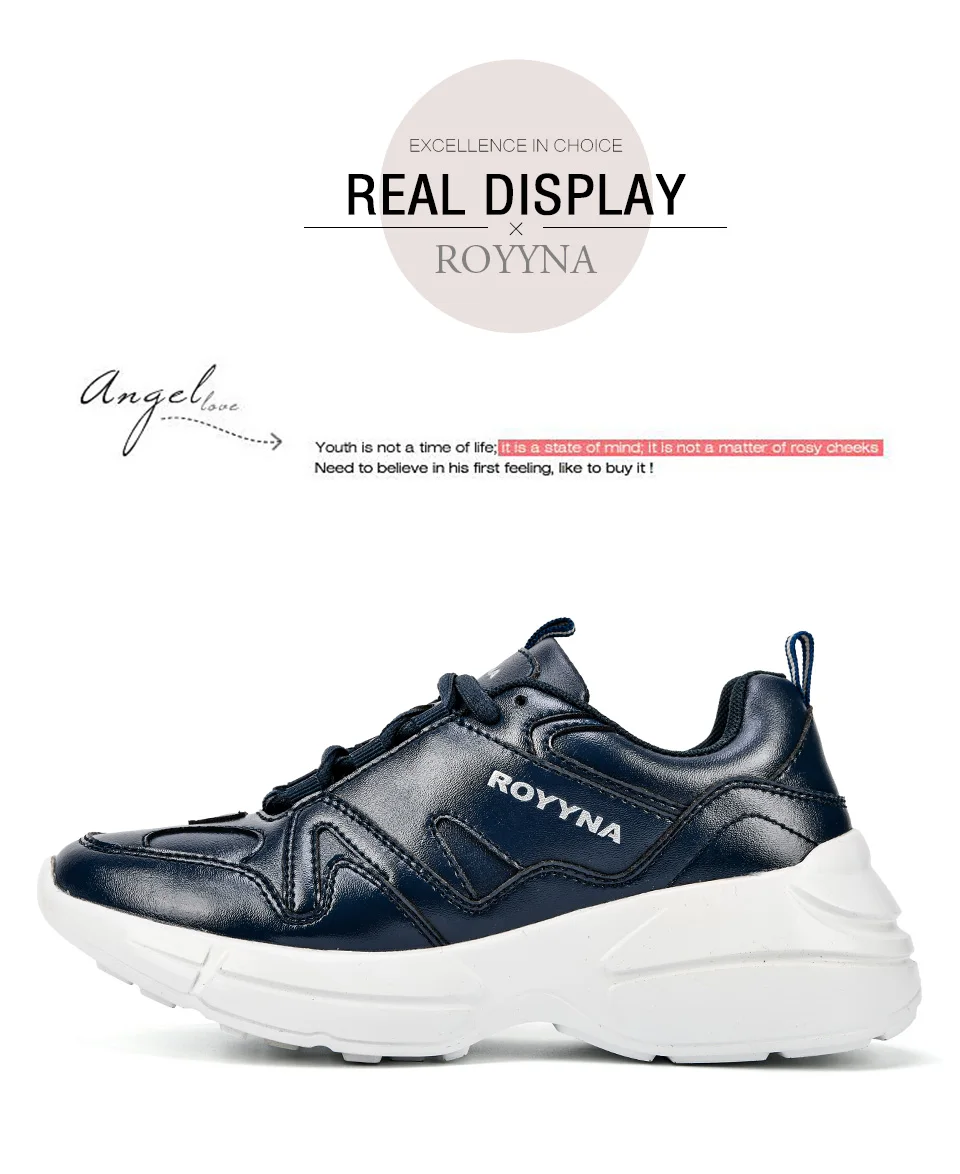 ROYYNA Size35-42 Новинка года Осенняя женская обувь для женщин повседневная обувь дикий платформа каблучки Женские досуг черный и белы