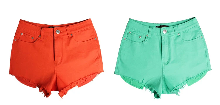 Summer solid color wide leg shorts female Europe and the United States slim high waist candy color pants (8)