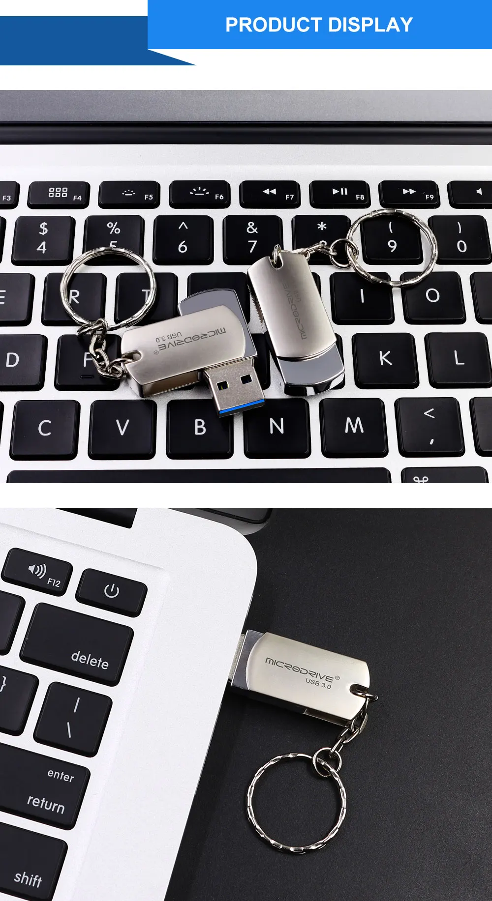 Металлический usb-накопитель Whirl, Micro USB 3,0, быстрая скорость, USB флеш-накопитель, 16 ГБ, 32 ГБ, 64 ГБ, полный объем, 128 ГБ, usb флеш-накопитель с бесплатным кольцом для ключей