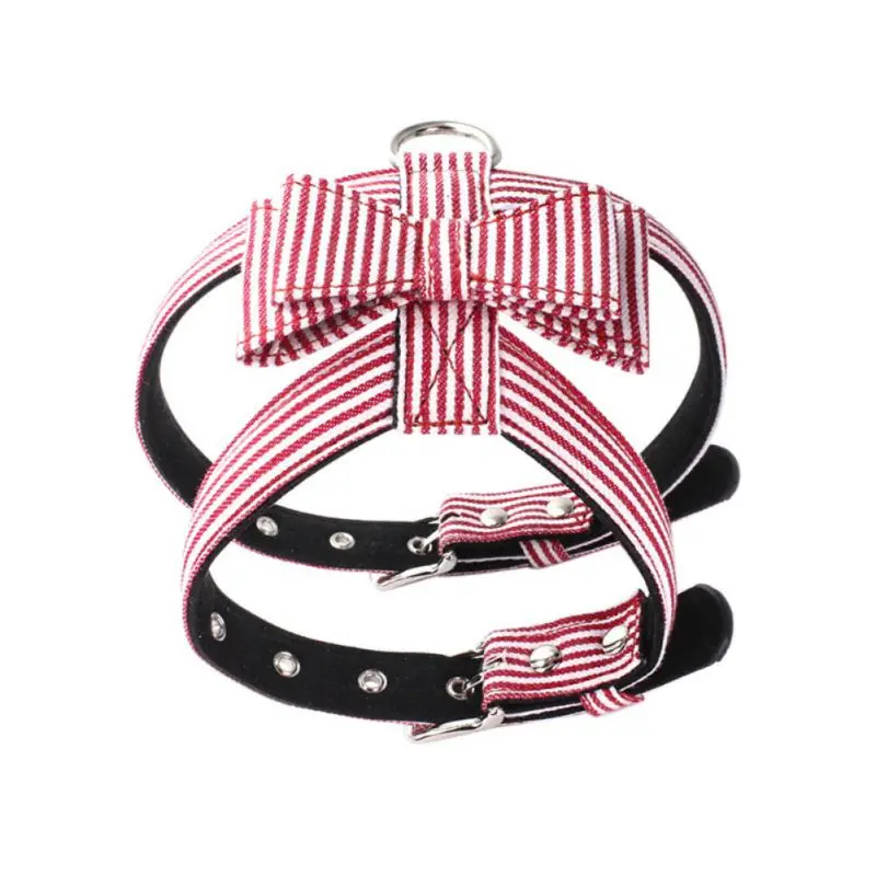 

Pet Striped Anti-Explosion Harnesses Bow Knot Vest Chest Belt For Dogs, Navy Blue Pink Black Collar Pet Dog Supplies