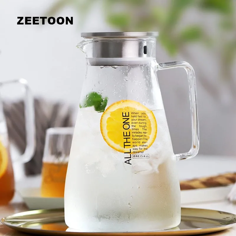 1500ml-2600ml Brief Cold Water Pot Transparent Glass Large Capacity Teapot / Handle Pots Lemon Juice Milk Kettles Home Drinkware | Дом и сад