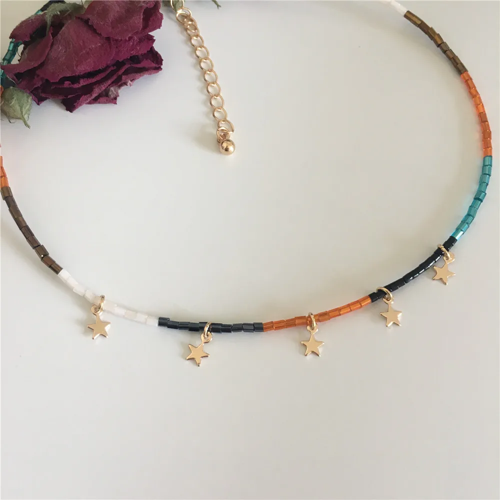 

COLORFUL BEAD NECKLACE WITH SMALL STAR CHARM