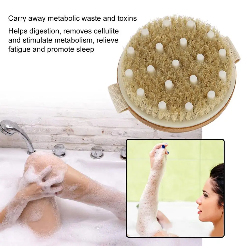 Губка для ванной, для душа щетка щетина кабана мыть очищающий скраб душ для купания удаление ороговевшей кожи детоксикации массажер для тела