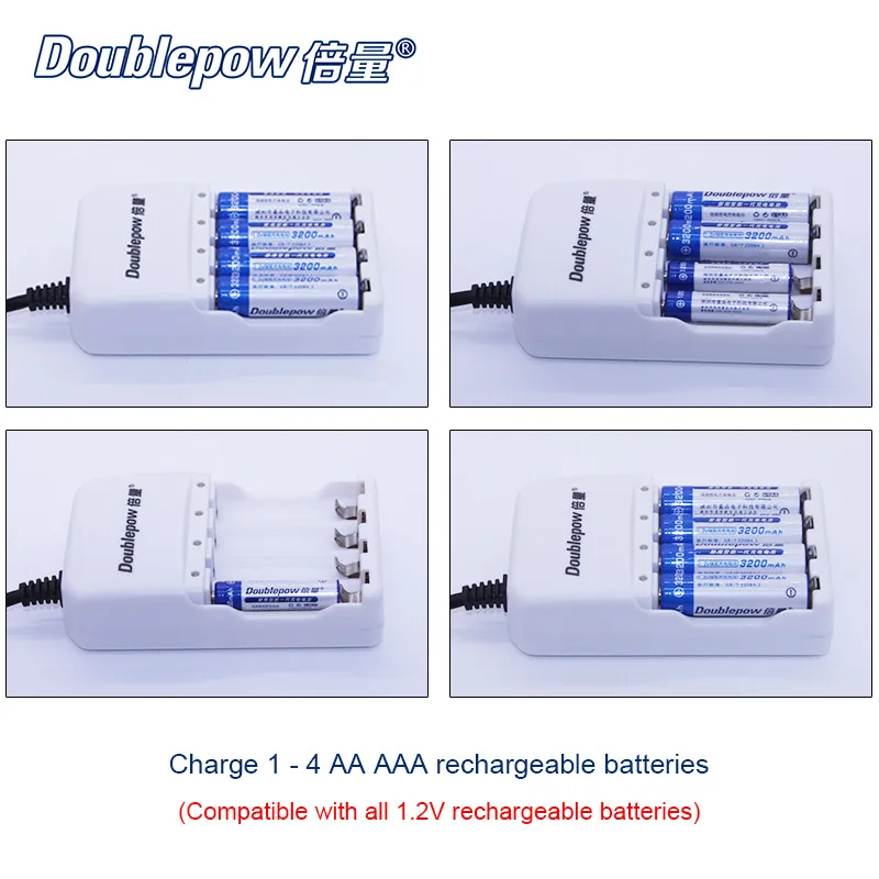 4 слота doulepow DP-K02 автоматическое интеллектуальное быстрое зарядное устройство для 1,2 в AA/AAA Ni-CD/Ni-mh аккумуляторы