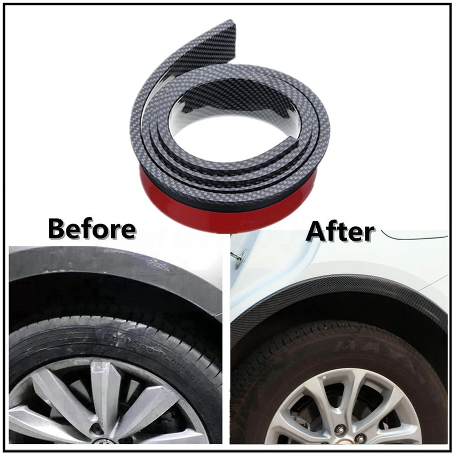 1 par 5.5 cm Fibra de Carbono Negra ampliación Color Coche Ruedas de cejas Protector 1.5 M