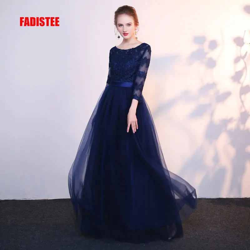

FADISTEE new arrival party prom dress Vestido de Festa O-neck evening party full sleeves long style formal evening lace frock