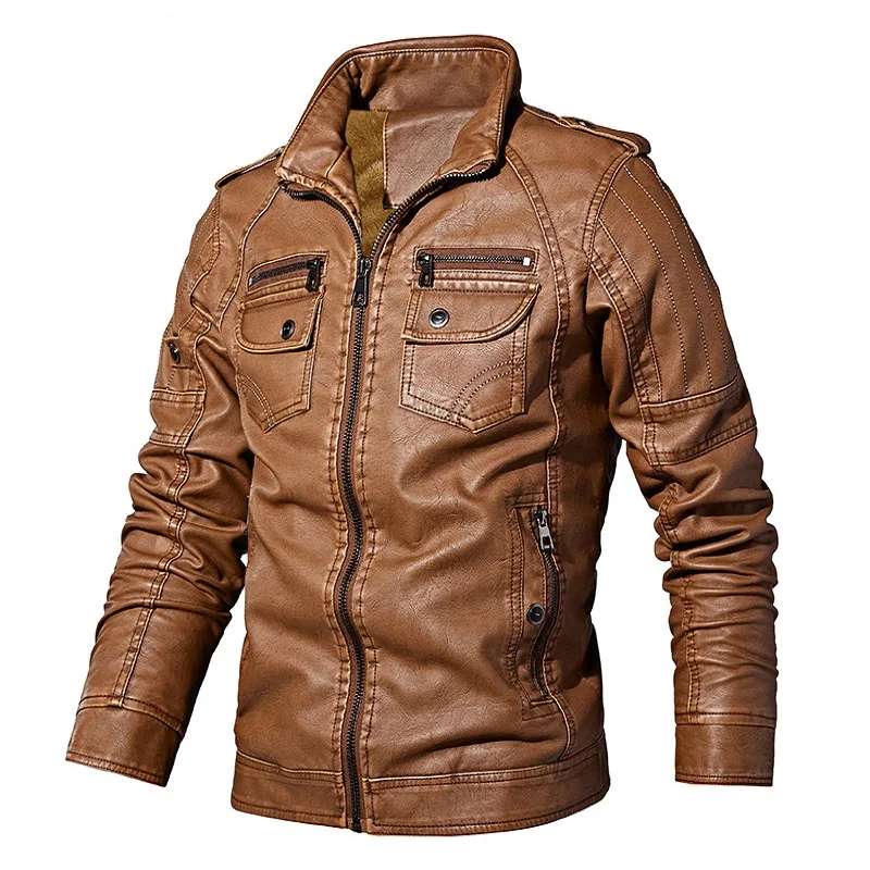 

Men Leather Jacket 2019 Winter Warm Fleece Velvet Coat Leisure Men Jacket Casual Windbreaker Motorcycle Faux PU Leather Jackets