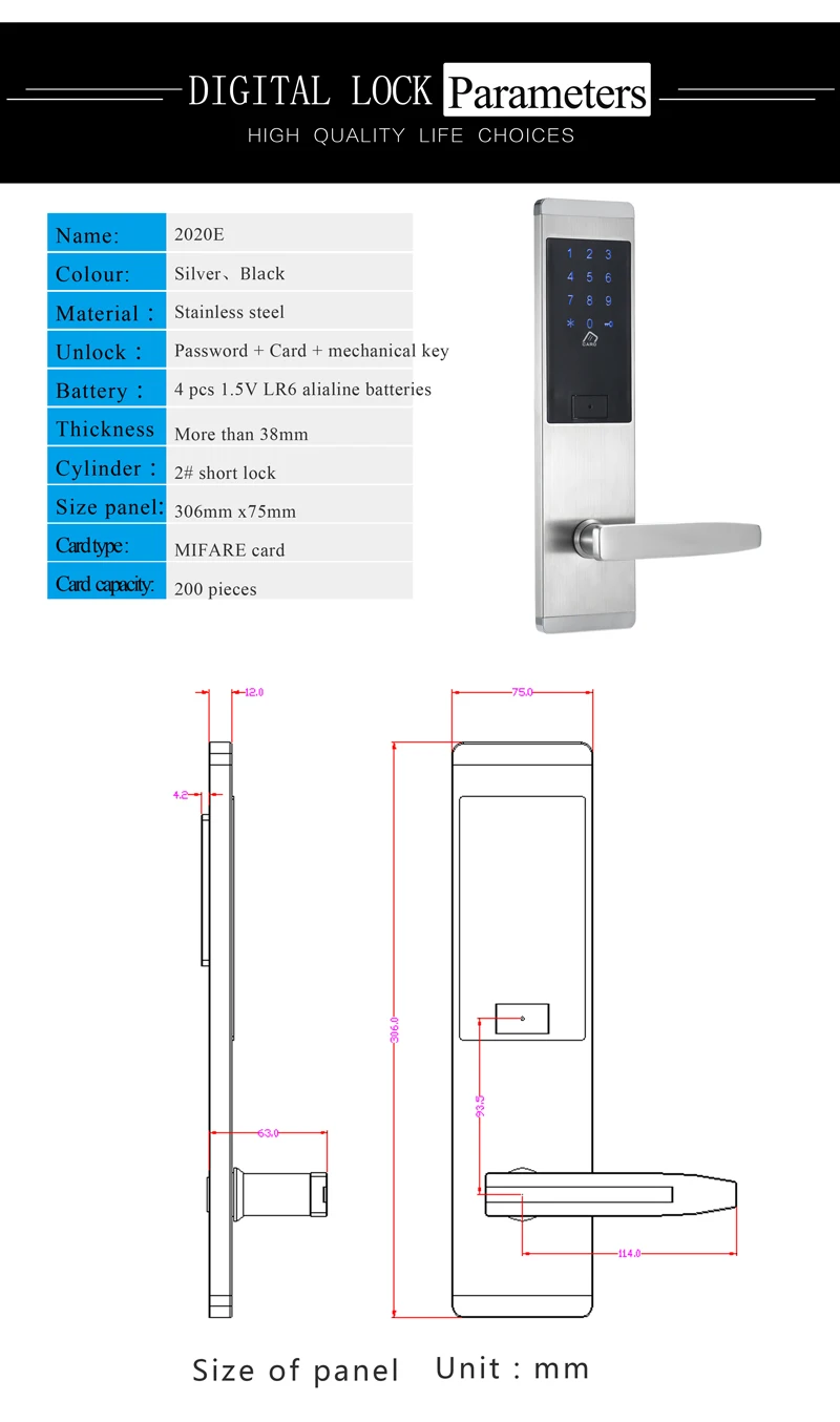 Keypad Password Lock Door Keyless Digital Smart Combination Door Lock For Home Office