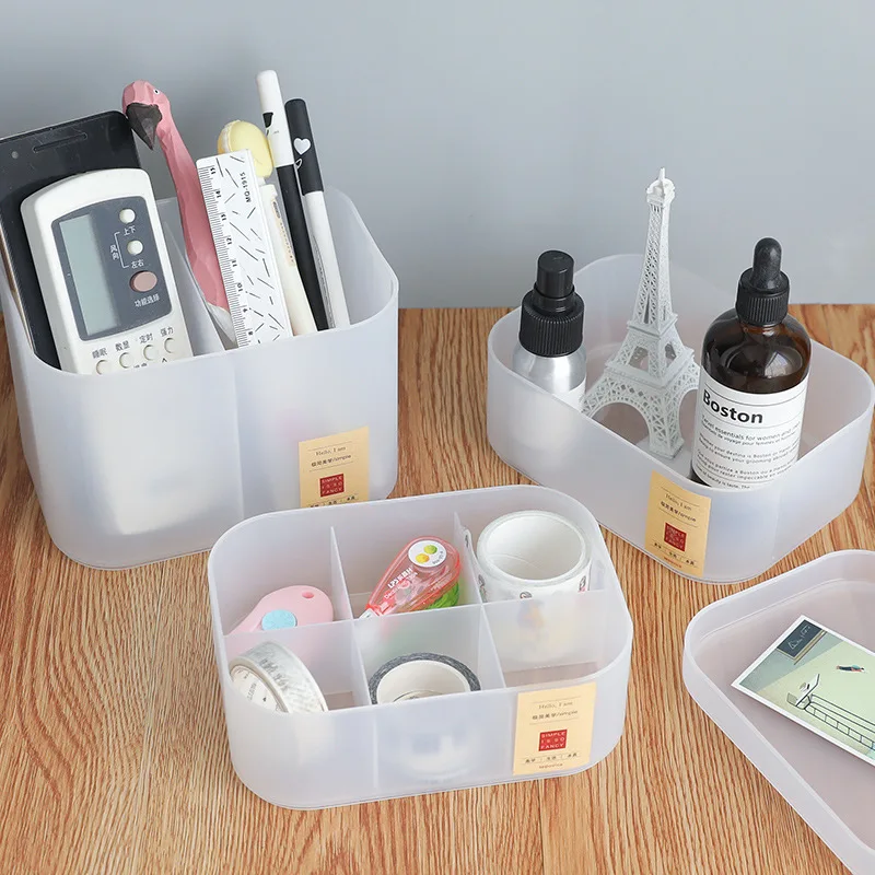 

Coloffice Simple desktop cosmetic storage box Transparent stationery storage box Scrub pp box Student learning pen holder 1piece