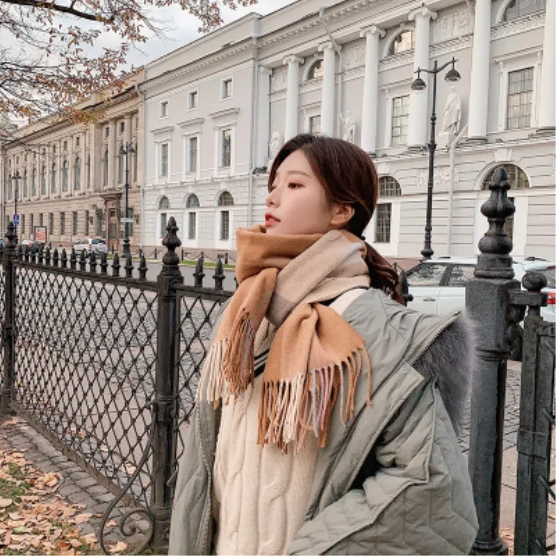 

2018 Winter Fashion Scarf For Women Brand Designer Shawl Cashmere Plaid Scarves Blanket Wholesale Dropshipping 5 Colors