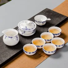 Керамика чайный набор кунг-фу кружки Gaiwan Чай заварки фарфоровый чайник Чай чайные пары Чай Услуги 9 шт. сервиз подарки B013