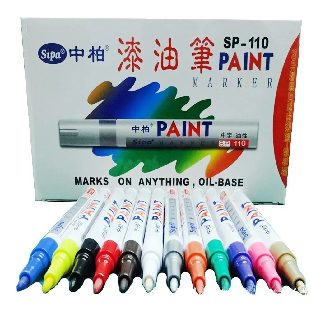 Перманентный маркер, 12 цветов, цветные водонепроницаемые масляные краски, ручки для карт, Ceremic Cup, сделай сам, резиновые шины, CD, металлические маркеры для краски