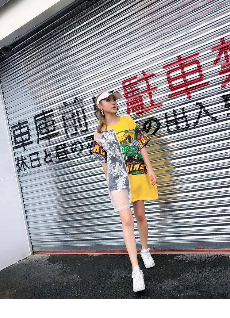 2018 Летний Новый Тайский прилив бренд Кружево Цветы Перспектива Пикантные сетчатые шить локомотив печать свободные платья женские