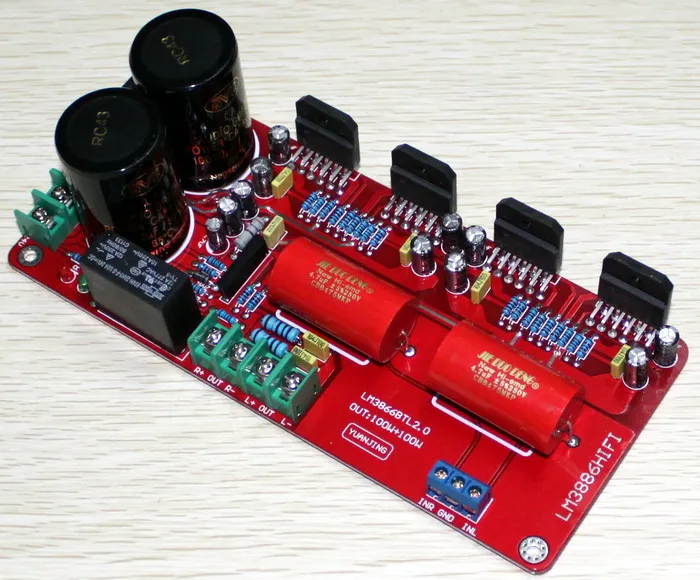 

10000UF filter capacitor C1237 BTL speaker protection circuit AC dual 20V-26V 2.0 channel 100W+100W LM3886 rear amplifier board