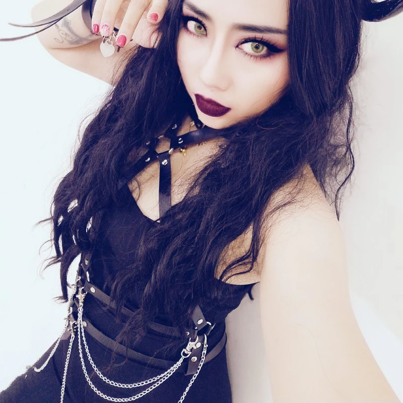 Новинка сексуальные женские подтяжки нагрудный кожаный ремень Harajuku готическое
