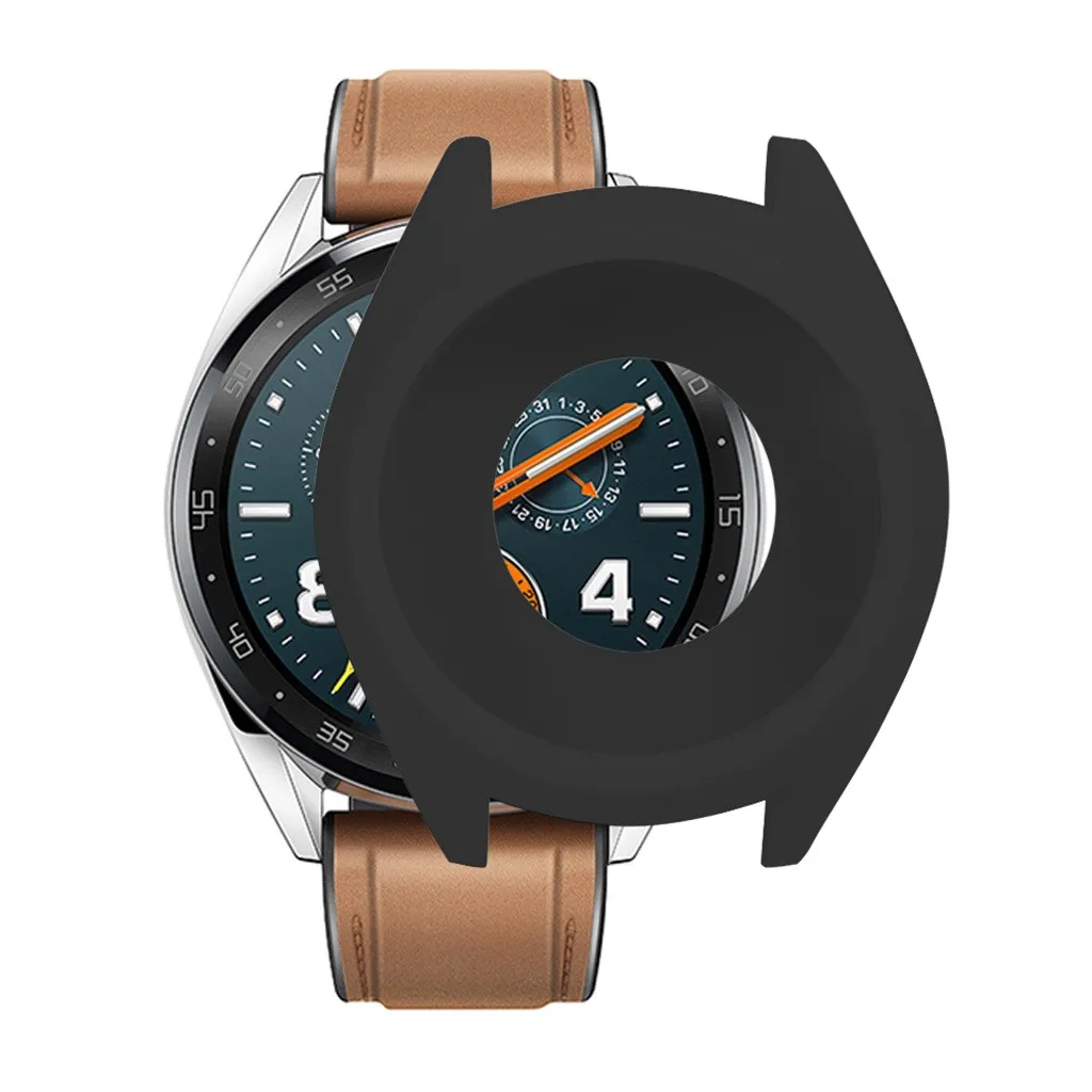 Ouhaobin силиконовый защитный чехол для huawei Watch GT Smartwatch замена мягкий ТПУ полный чехол оболочка силиконовая рамка 424#2 - Цвет: BK