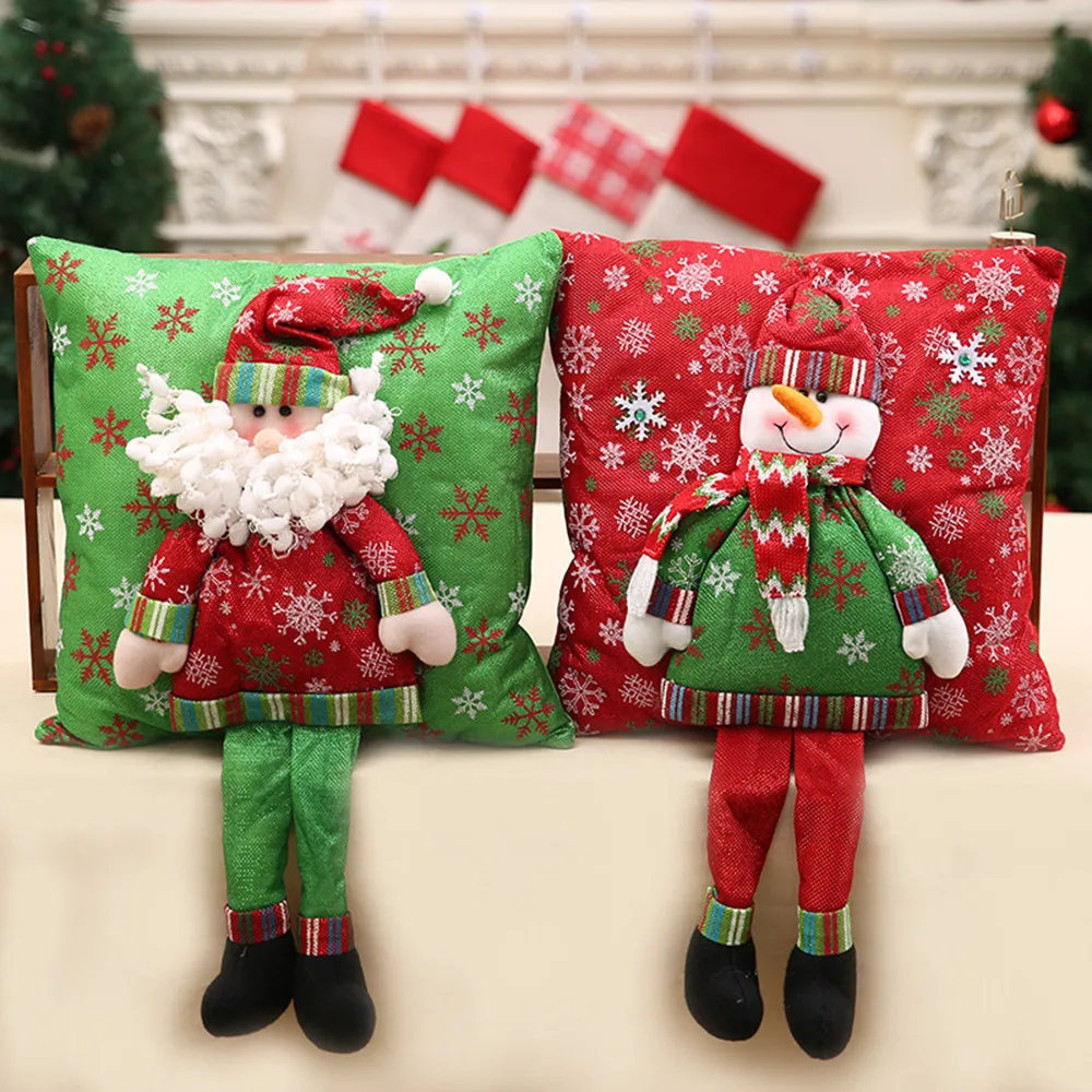 

Christmas Decorations Cushion Covers Santa Claus Snowman Family Christmas Legged Pillow Case Three-dimensional Pillow Home Decor