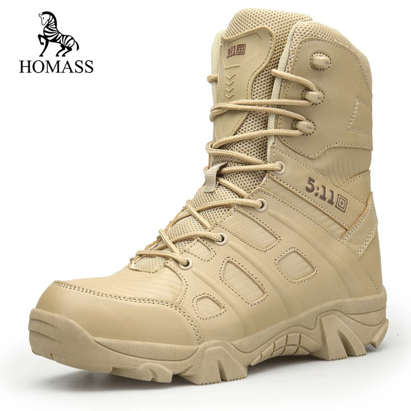 

HOMASS Big Size Men's Desert High-top Military Tactical Boots Men Outdoor Combat Army Boots Botas Militares Sapatos Masculino