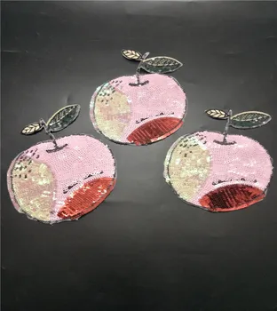 

pinkapple with leaf sequined beaded patches for clothing stickers clothes sew on parches bordados para ropa toppe per vestiti