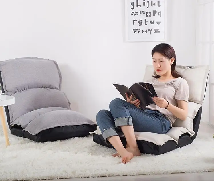 Modern Japanese Style Lazy Floor Chair Folding Gaming Sofa Chair Lounger Adjustable 5-Position Slee