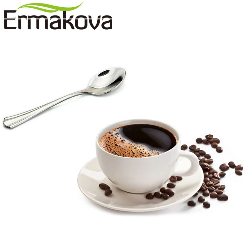 ERMAKOVA Set of 2 Espresso Spoon 4 Inches Mini Coffee Spoon Small Bistro Spoon for Dessert