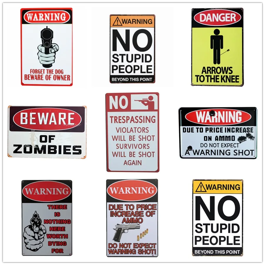 Signs Poster WARNING Plaque Retro Metal Tin Signs Home Plate For Wall ...