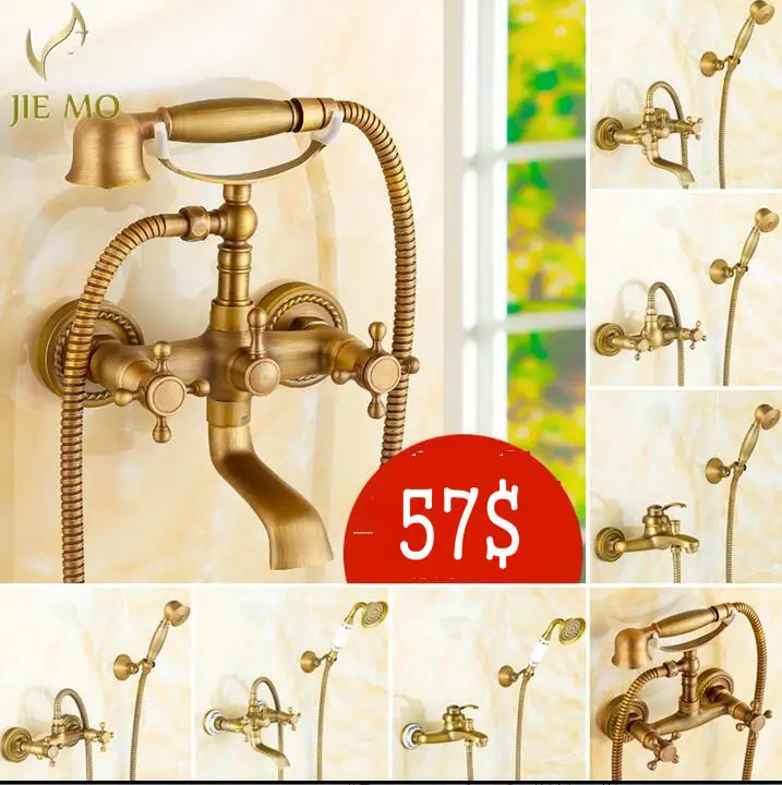 free-shipping-bamboo-style-antique-brass-shower-faucet-set-exposed-bath-shower-set-bathroom-wall-mount-shower-valve-set-n-4122