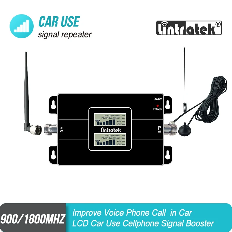 Lintratek GSM двухдиапазонный автомобильный усилитель сигнала 2G 900mhz 1800mhz мобильный