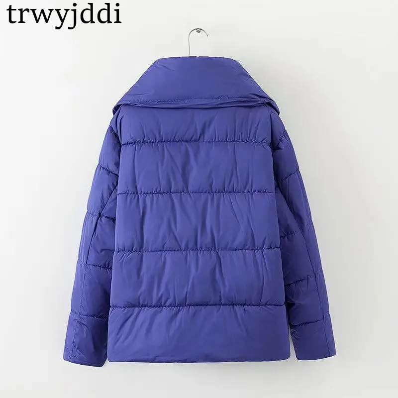 Manteaux Longues Bas Coton Nouveau Grand Blue Femmes Filles 2018 Unie Mode Veste N124 À Revers Manches Arc Survêtement Lâche Vers Le D'hiver De Couleur 54LARj