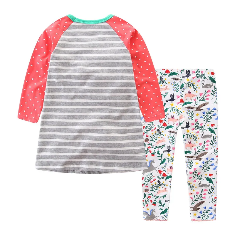 Jumping meter/брендовые комплекты одежды для девочек с карманами и цветочным принтом; хлопковая осенне-Весенняя детская одежда полосатые наряды; костюм для девочек