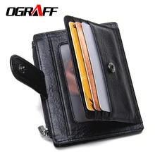 OGRAFF Hommes portefeuilles dollar prix glissière courte en cuir véritable portefeuille d’embrayage designer titulaire de la carte d’affaires marque petit sac à main