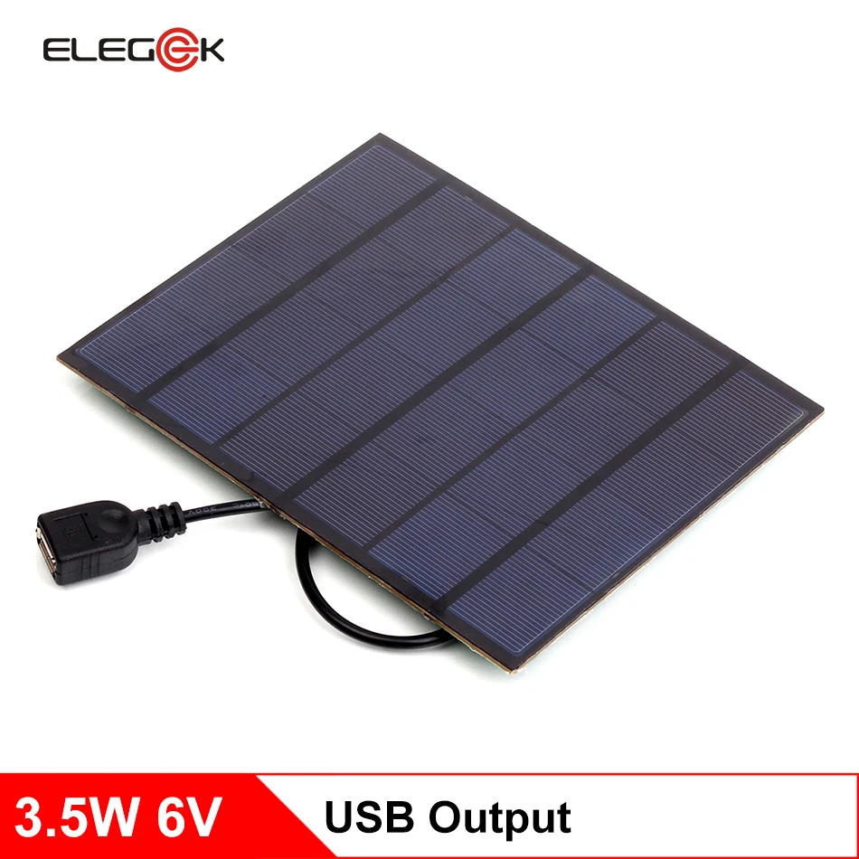 

ELEGEEK 3.5W 6V Solar Charger Solar Cell Monocrystalline Solar Panel Charger DIY Solar Mobile Charger for Power Bank Charger