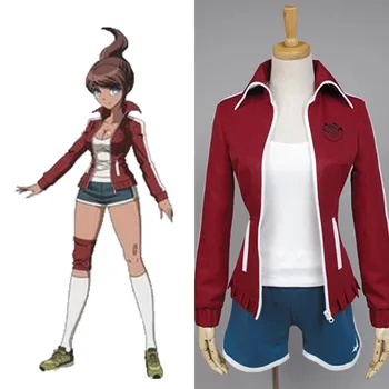 

Danganronpa Cosplay Aoi Asahina Red Coat With Blue Pant Cosplay Costume Uniform Full Set School Uniform For Party