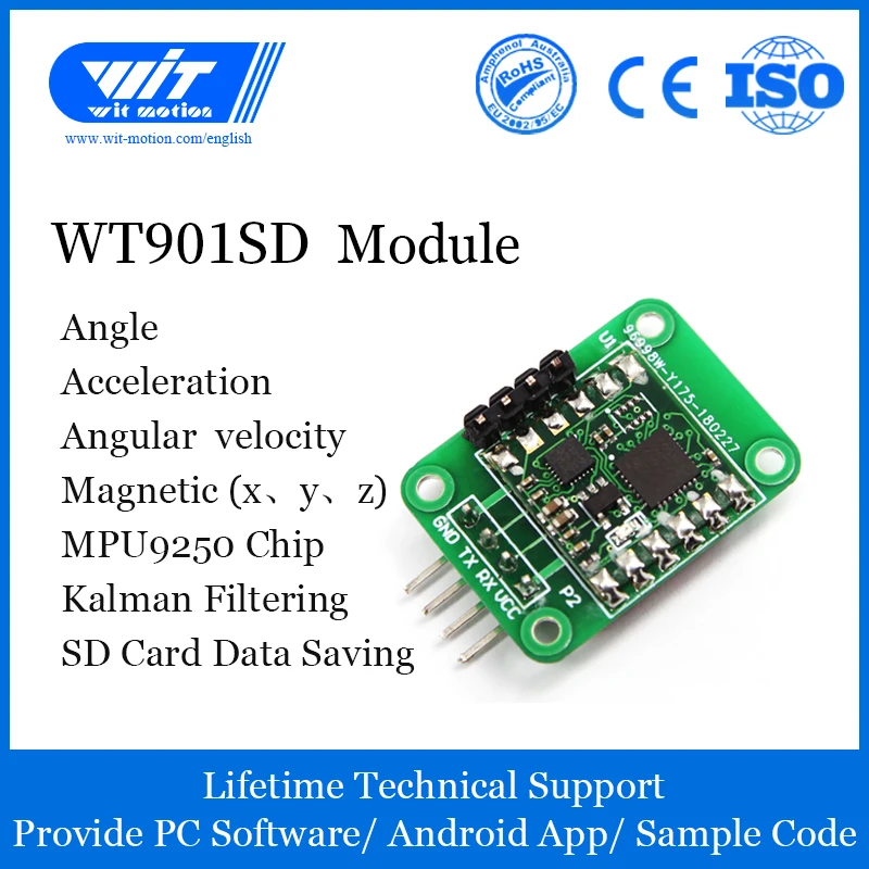 WitMotion WT901SD AHRS MPU9250 9 осевой Акселерометр хранение SD карты 3 угловой скорости +