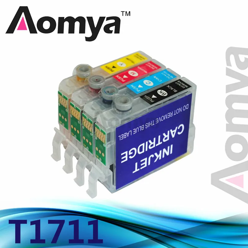 Aomya T1711-T1714 T1711 Refillable патрон чернил для принтера Epson XP-103 XP-203 XP-207 XP-303 XP-306 XP-33 XP-406 XP-413 XP313 принтер