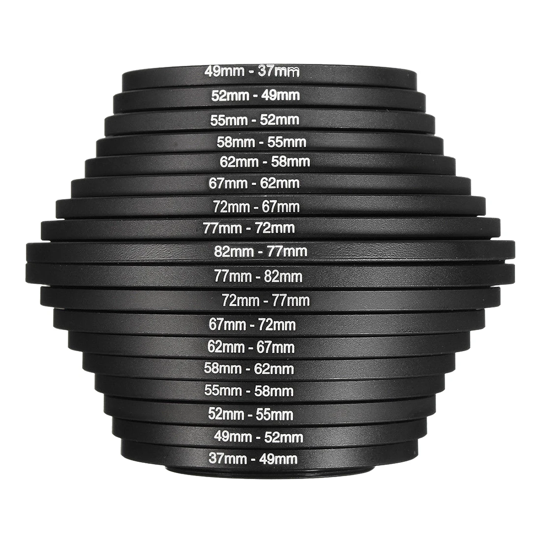 18Pcs Camera Lens Filter Ring Adapter Step Up Down Ring Adapter 37-82mm Set For Canon Nikon All Camera DSLR