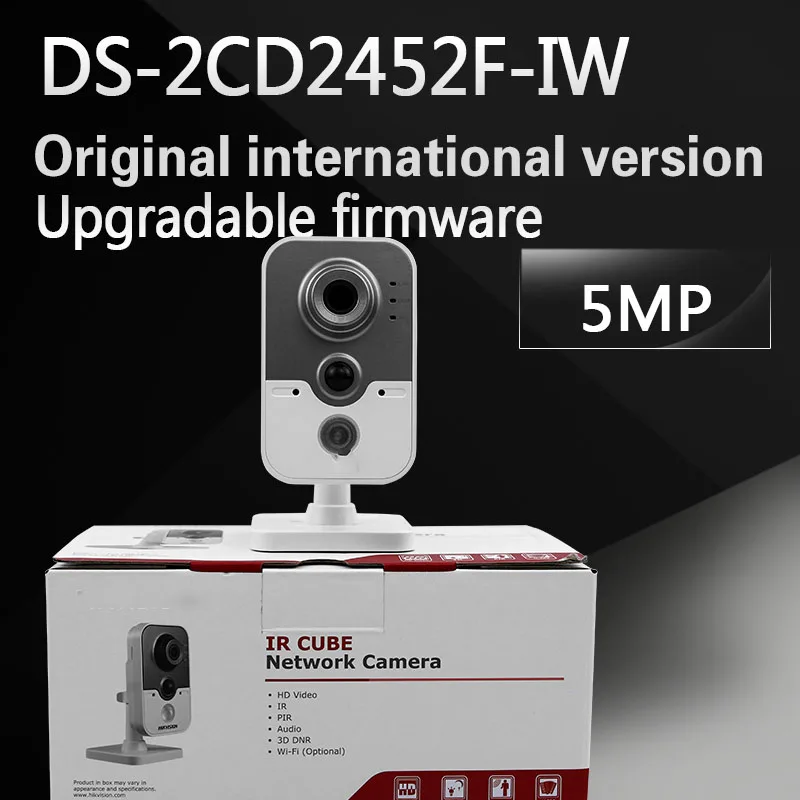 in stock free shipping with DHL English Version DS-2CD2452F-IW 5MP IR Cube Network Camera 