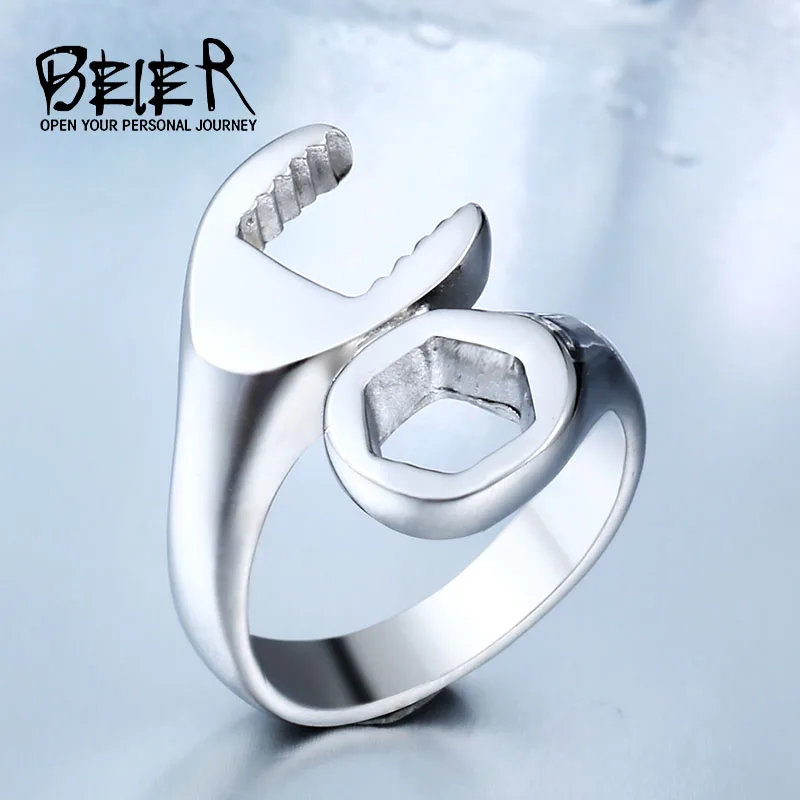 

Dropshipping Hot Sale 316L Titanium Stainless Steel Punk Biker Wrench Rings Jewelry Fashion Simple Man Jewerly BR8-021