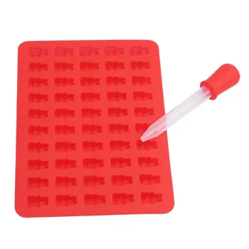 

3D Bear Form With Dropper Chocolate Pudding Mold Chocolate Moulds Kitchen Baking Fondant Molds Cake Decoration Tools 50 Cavity