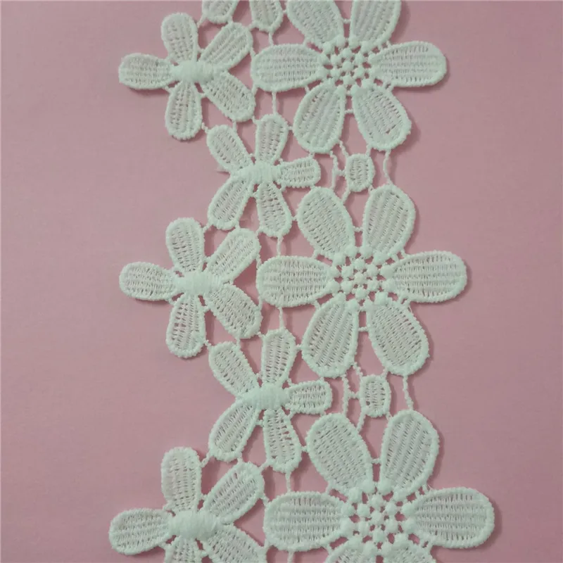 

1Yards 9CM Embroidery Lace Trim White Flowers Lace Embroidered Polyester for Clothes Home Textiles Apparel Sewing Lace Fabric