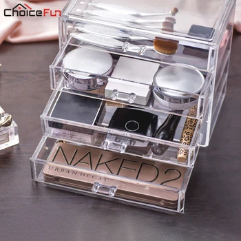 

CHOICE FUN Home Desktop Vanity Acrylic 4 Drawers Cosmetic Make Up Organizer Clear Plastic Makeup Storage Box For Jewelry